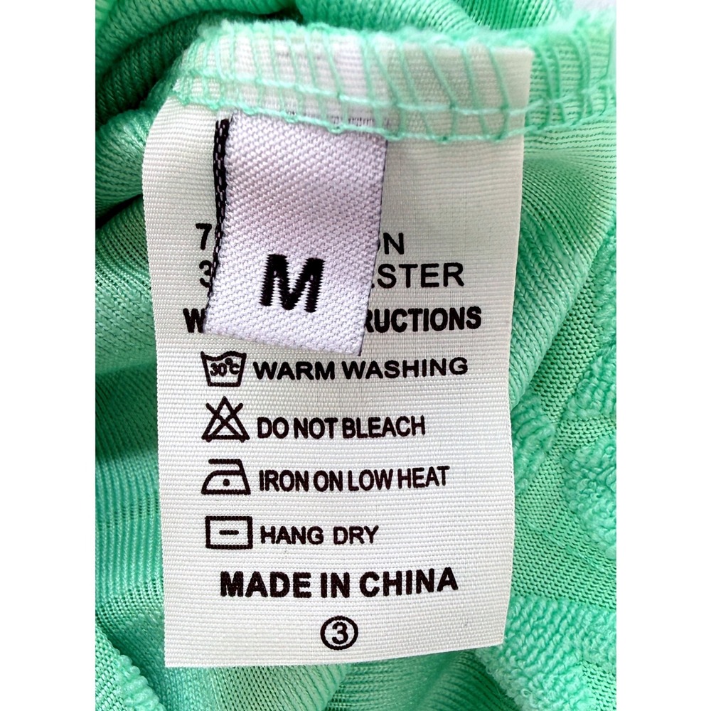 Green Textured Terry Letter Button Front Romper Sz M Y2K Beach Babe Dopamine - Picture 5 of 10